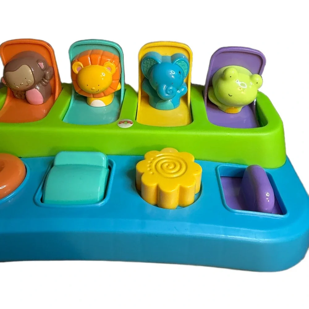 Fisher-Price Pop-Up Friends Activity Toy Animal Monkey Lion Elephant Frog